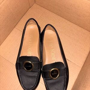 Calvin Klein Black Leather Loafers for Women